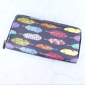 Feather Print wallet clutch.